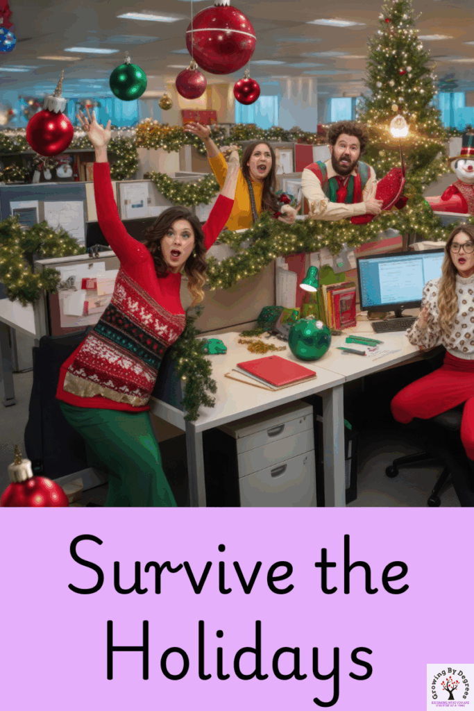 Group of people at office party.